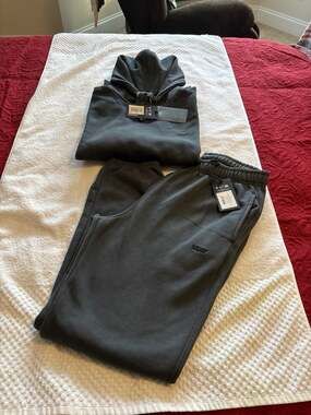 Snipes Men's Core Fleece Garment Dyed Tracksuit Set Hoodie and Sweatpants Black